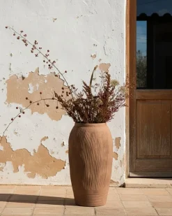 Outlet Beliani Vaso da fiori TRIKALA 50 cm chiaro Marrone