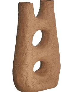 Clearance Beliani Vaso da fiori UARU Gres porcellanato 27 cm Marrone