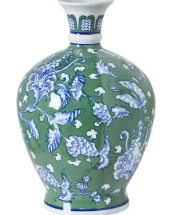 Online Beliani Vaso da fiori VALLADOLID Porcellana 36 cm Verde Bianco Blu Verde