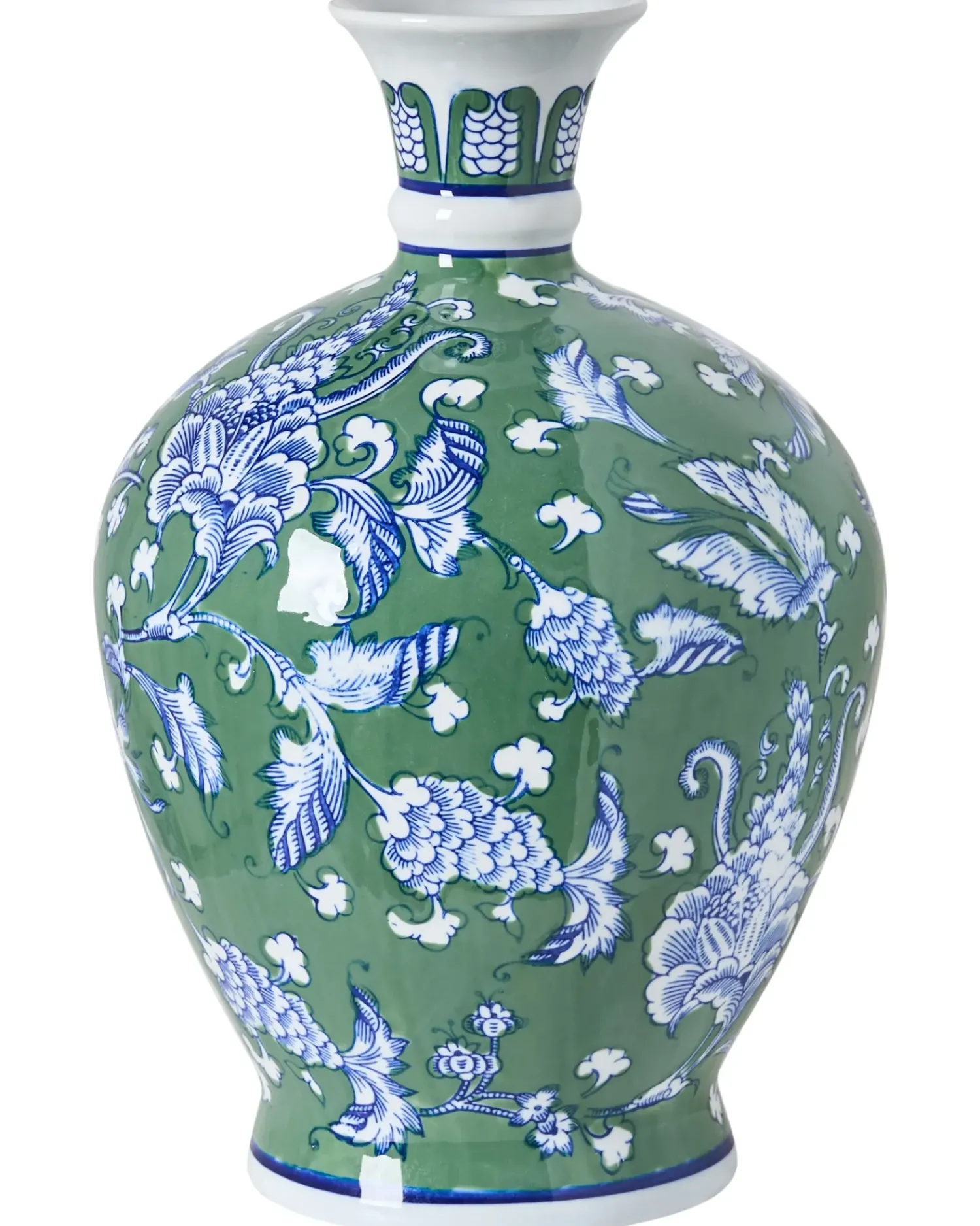 Online Beliani Vaso da fiori VALLADOLID Porcellana 36 cm Verde Bianco Blu Verde