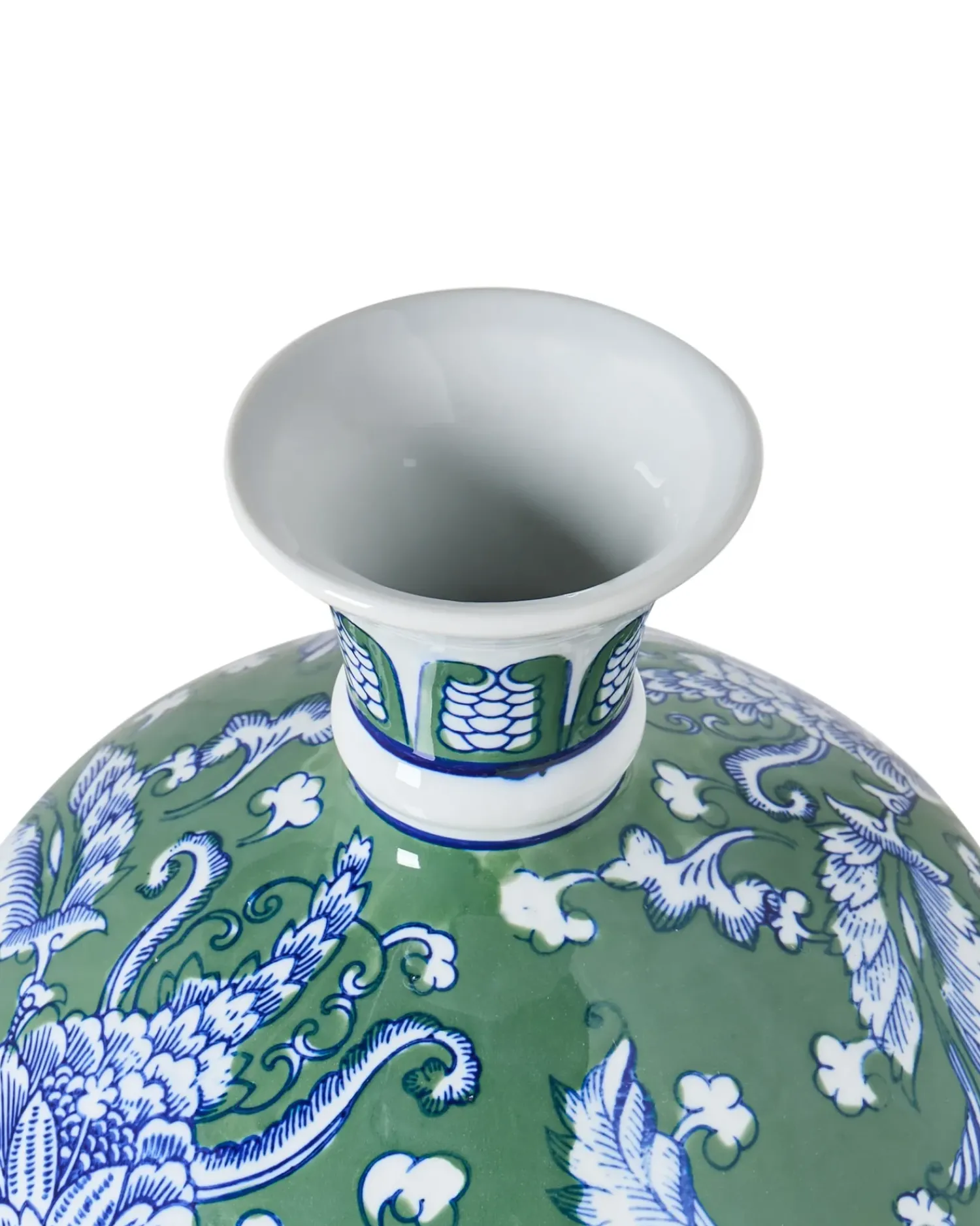Online Beliani Vaso da fiori VALLADOLID Porcellana 36 cm Verde Bianco Blu Verde