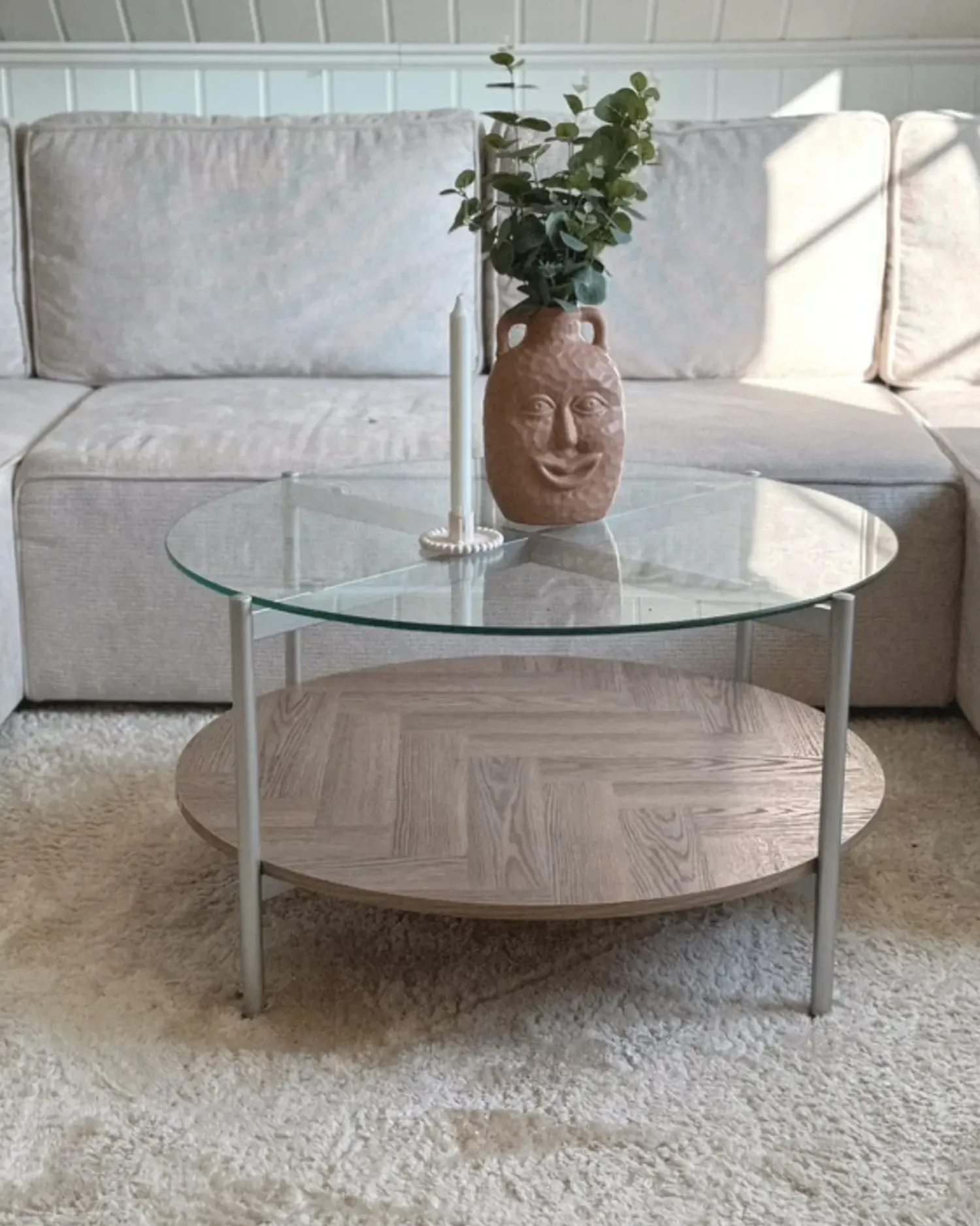 Beliani Vaso da fiori VERIA Ceramica 26 cm sabbia Beige