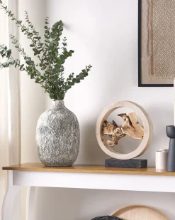 Outlet Beliani Vaso da fiori VIGO Ceramica 36 cm Grigio Bianco Grigio