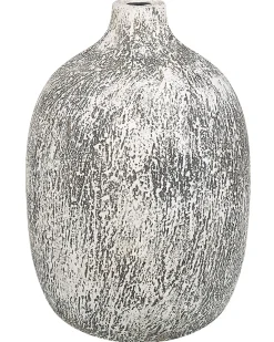 Outlet Beliani Vaso da fiori VIGO Ceramica 36 cm Grigio Bianco Grigio