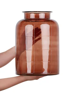Beliani Vaso da fiori VINDALOO Vetro 35 cm dorato Marrone