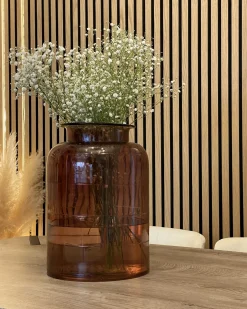 Beliani Vaso da fiori VINDALOO Vetro 35 cm dorato Marrone