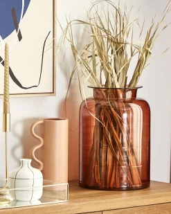 Beliani Vaso da fiori VINDALOO Vetro 35 cm dorato Marrone