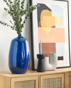 Clearance Beliani Vaso da fiori VITORIA Ceramica 45 cm scuro Blu