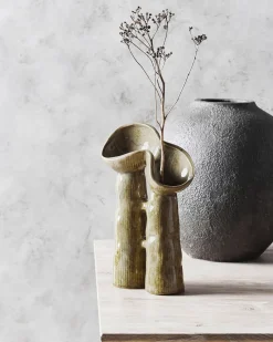 Outlet Beliani Vaso da fiori WATERPOPPY Gres porcellanato 28 cm Verde