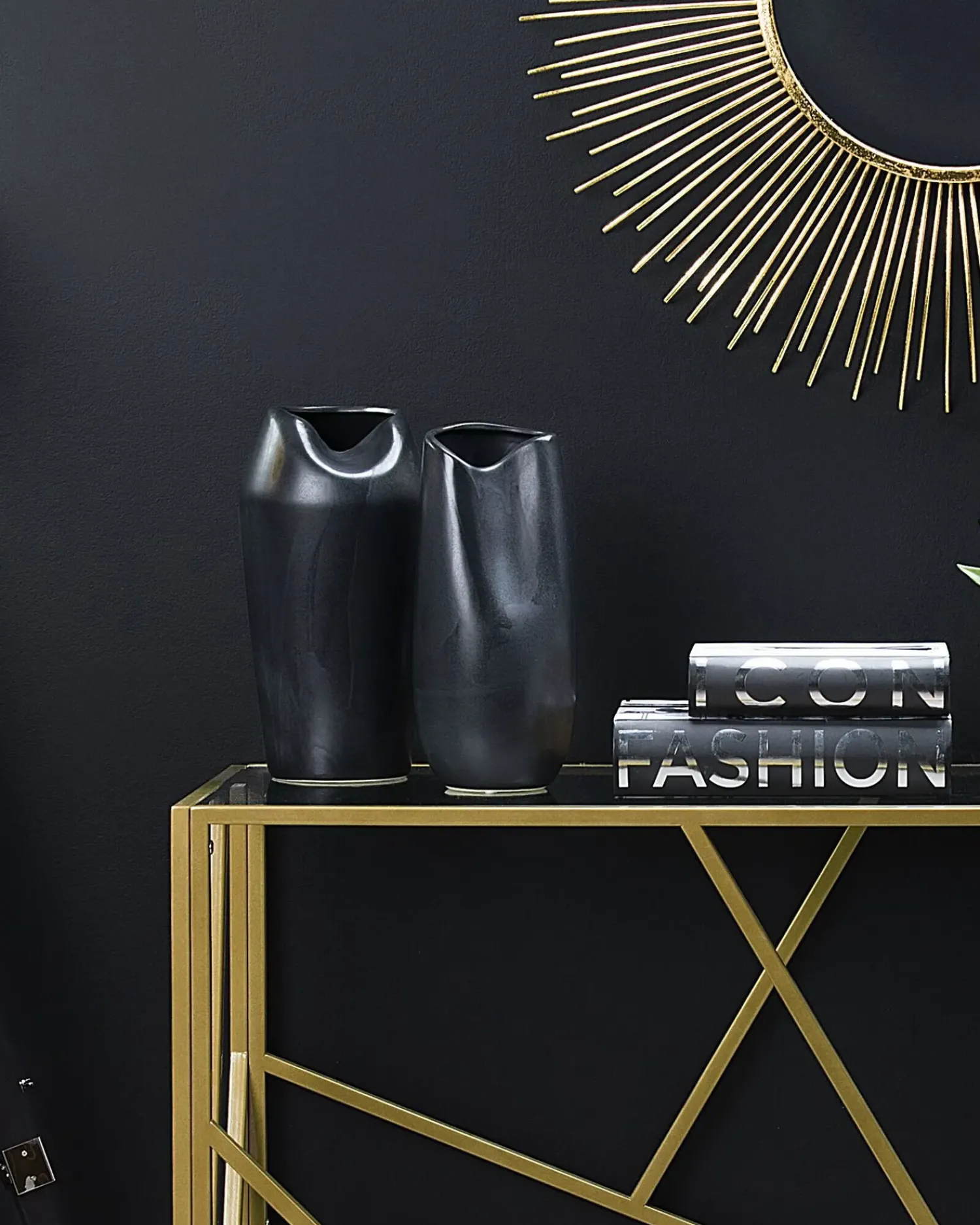 Clearance Beliani Vaso decorativo APAMEA Gres porcellanato 33 cm Nero