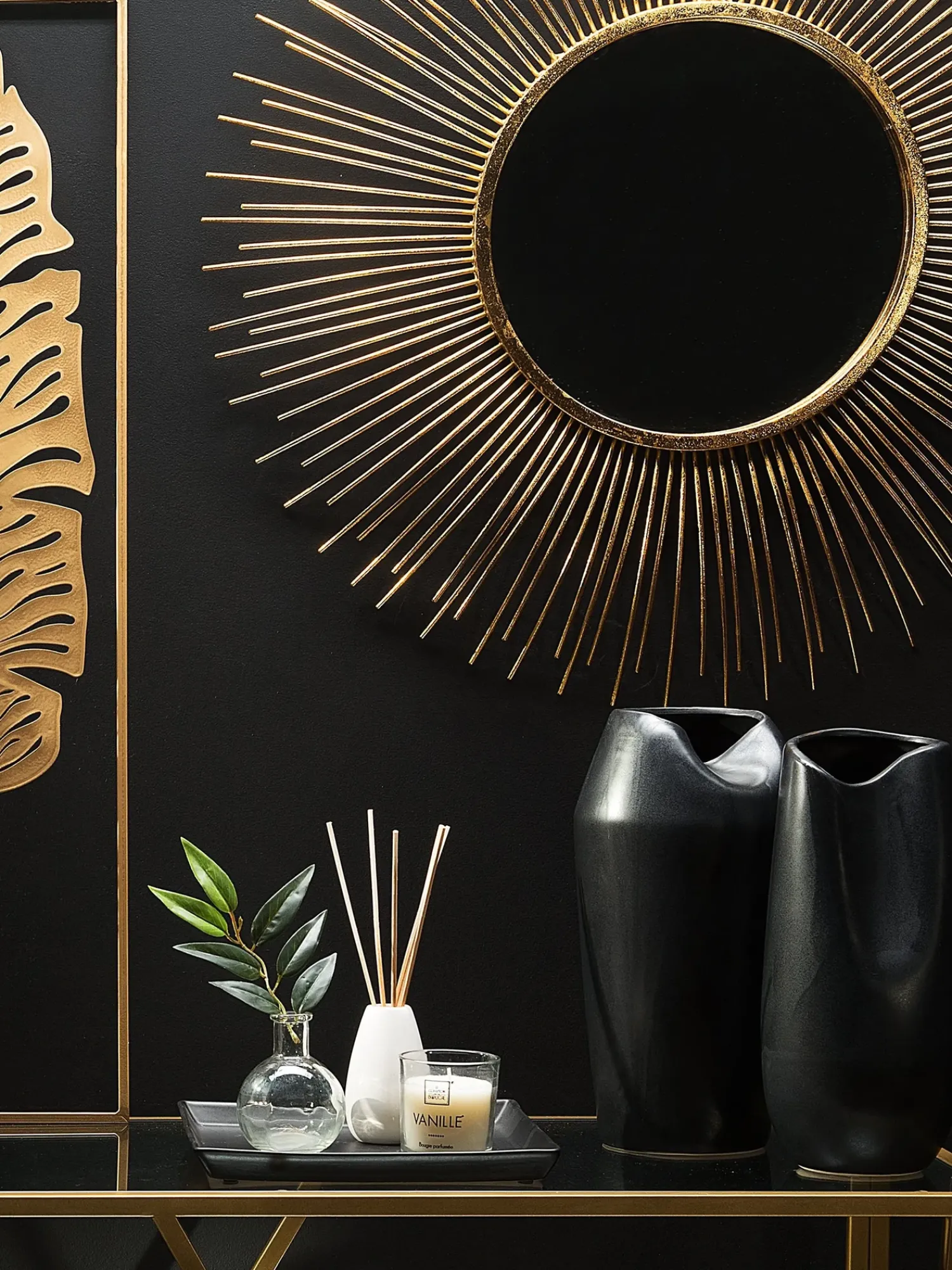 Clearance Beliani Vaso decorativo APAMEA Gres porcellanato 33 cm Nero