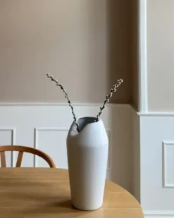 Online Beliani Vaso decorativo APAMEA Gres porcellanato 33 cm Bianco