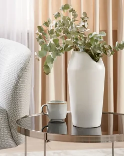 Online Beliani Vaso decorativo APAMEA Gres porcellanato 33 cm Bianco