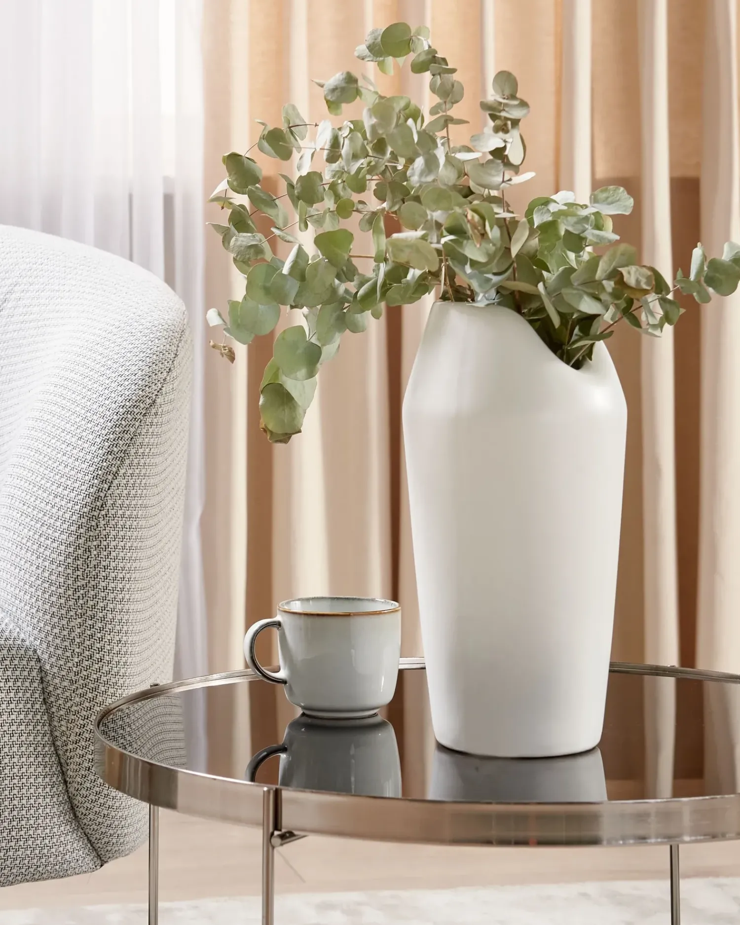 Online Beliani Vaso decorativo APAMEA Gres porcellanato 33 cm Bianco