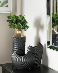 Outlet Beliani Vaso decorativo ARSIN Gres porcellanato 39 cm Nero Oro Nero