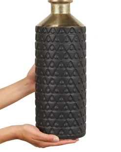 Outlet Beliani Vaso decorativo ARSIN Gres porcellanato 39 cm Nero Oro Nero