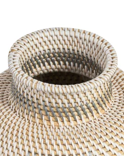 Best Beliani Vaso decorativo ASAHAN Rattan 22 cm Naturale Beige Bianco Naturale Grigio