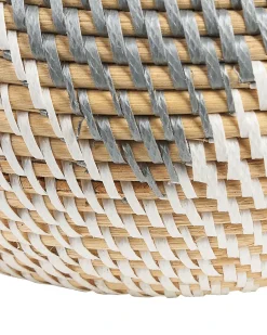 Best Beliani Vaso decorativo ASAHAN Rattan 22 cm Naturale Beige Bianco Naturale Grigio
