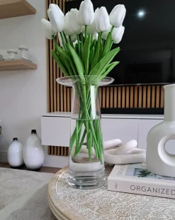 Best Beliani Vaso decorativo BAEZA Ceramica Bianco Bianco Nero