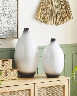 Best Beliani Vaso decorativo BAEZA Ceramica Bianco Bianco Nero