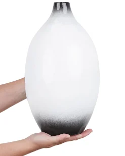 Best Beliani Vaso decorativo BAEZA Ceramica Bianco Bianco Nero