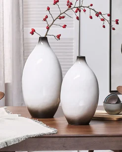 Best Beliani Vaso decorativo BAEZA Ceramica Bianco Bianco Nero