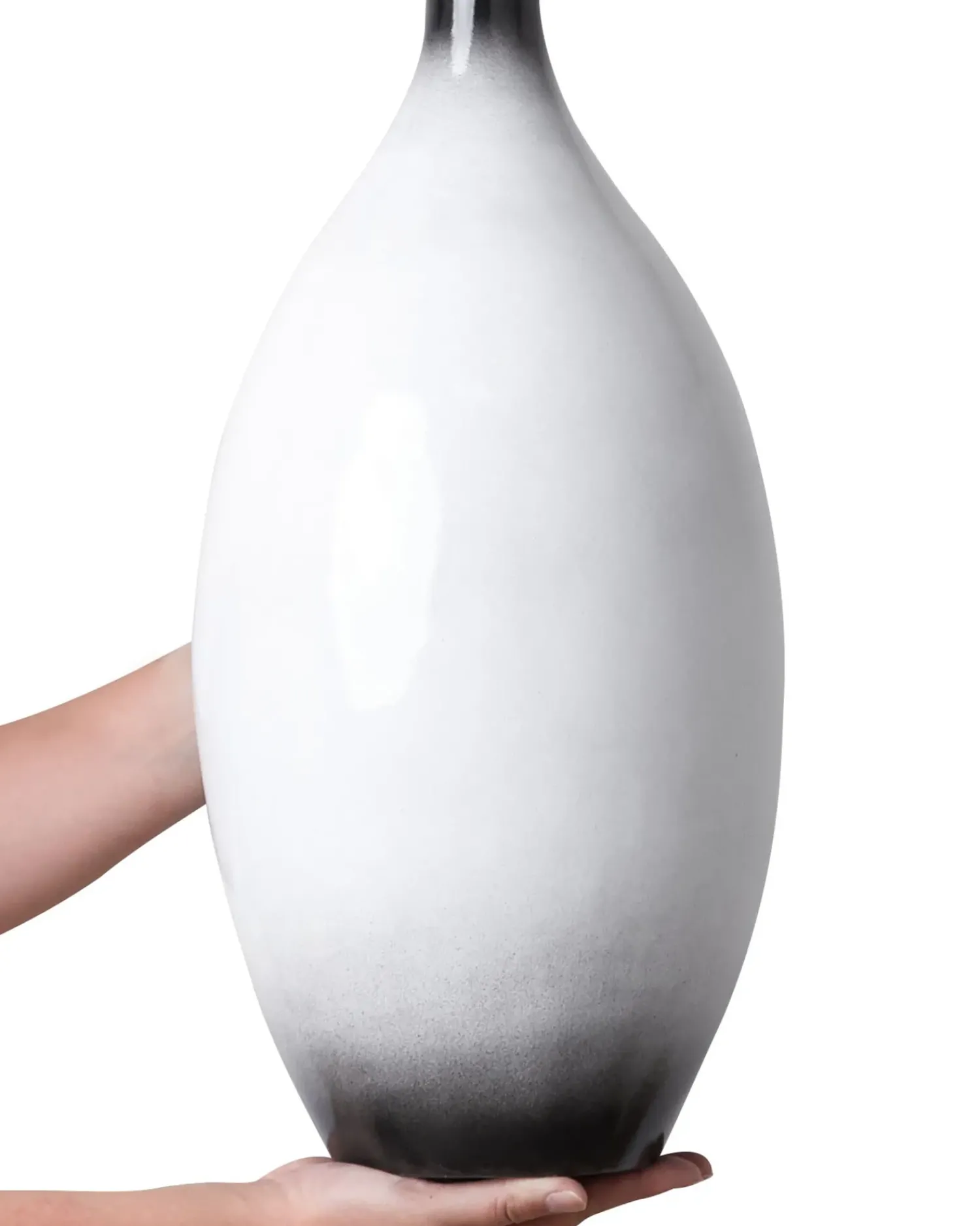 Sale Beliani Vaso decorativo BAEZA Ceramica Bianco Bianco Nero