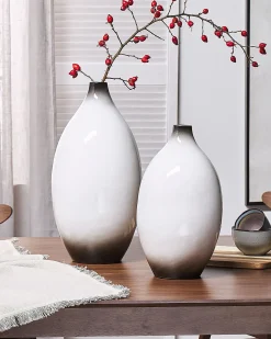 Sale Beliani Vaso decorativo BAEZA Ceramica Bianco Bianco Nero
