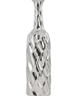 Beliani Vaso decorativo BASSANIA Gres porcellanato 45 cm Argento