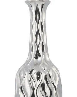 Beliani Vaso decorativo BASSANIA Gres porcellanato 45 cm Argento