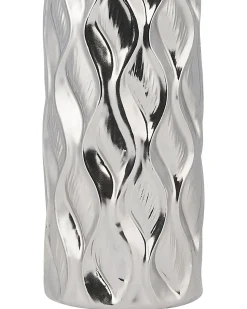 Beliani Vaso decorativo BASSANIA Gres porcellanato 45 cm Argento