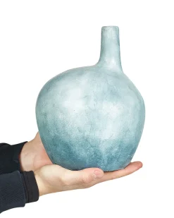 New Beliani Vaso decorativo BENTONG Ceramica 26 cm Azzurro Blu