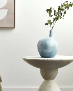 New Beliani Vaso decorativo BENTONG Ceramica 26 cm Azzurro Blu