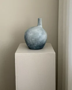 New Beliani Vaso decorativo BENTONG Ceramica 26 cm Azzurro Blu