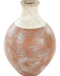 Outlet Beliani Vaso decorativo BURSA Ceramica 37 cm Marrone chiaro Bianco Marrone