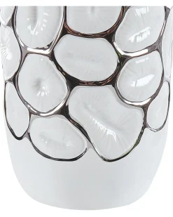 Sale Beliani Vaso decorativo CENABUM Gres porcellanato Bianco Bianco Argento