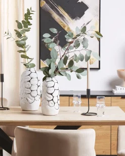 Sale Beliani Vaso decorativo CENABUM Gres porcellanato Bianco Bianco Argento