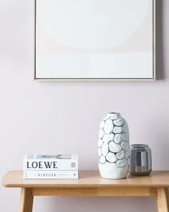 Sale Beliani Vaso decorativo CENABUM Gres porcellanato Bianco Bianco Argento