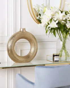 New Beliani Vaso decorativo COMAL Metallo 40 cm Oro