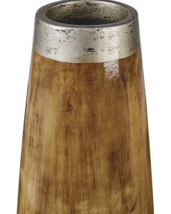 New Beliani Vaso decorativo CYRENE Ceramica 50 cm Marrone scuro Argento Marrone