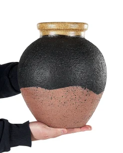 Clearance Beliani Vaso decorativo DAULIS Ceramica 31 cm Nero Nero Oro Rosa