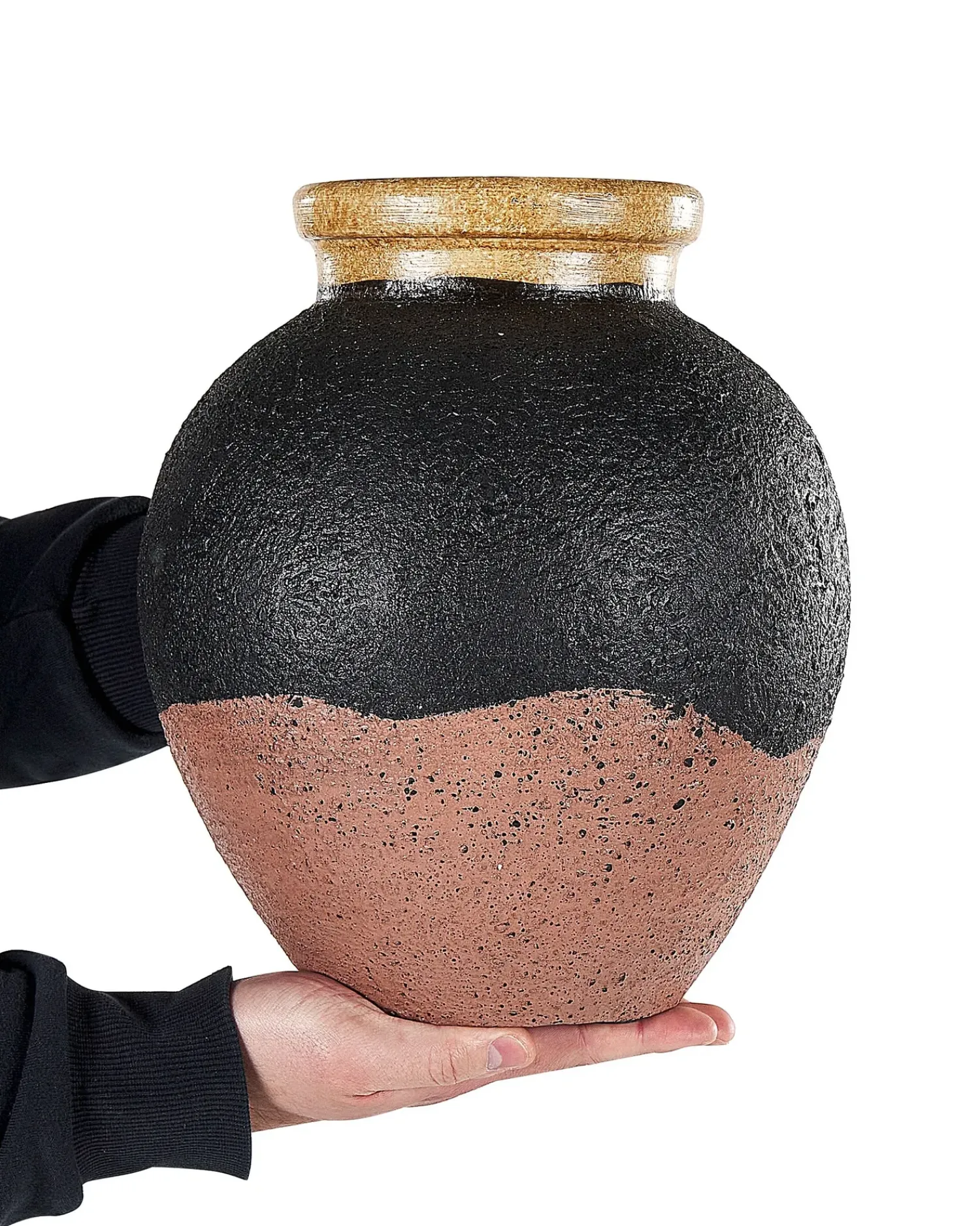 Clearance Beliani Vaso decorativo DAULIS Ceramica 31 cm Nero Nero Oro Rosa