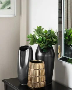 Sale Beliani Vaso decorativo DERBE Gres porcellanato 32 cm Nero