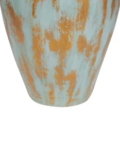 Outlet Beliani Vaso decorativo DIKAJA Ceramica 45 cm Blu Oro Blu
