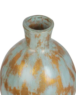 Outlet Beliani Vaso decorativo DIKAJA Ceramica 45 cm Blu Oro Blu