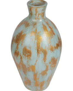 Outlet Beliani Vaso decorativo DIKAJA Ceramica 45 cm Blu Oro Blu