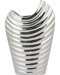 Clearance Beliani Vaso decorativo ECETRA Gres porcellanato 26 cm Argento