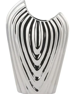 Clearance Beliani Vaso decorativo ECETRA Gres porcellanato 26 cm Argento