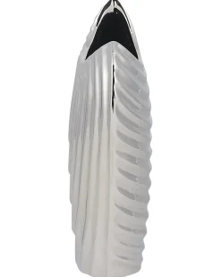 Clearance Beliani Vaso decorativo ECETRA Gres porcellanato 26 cm Argento
