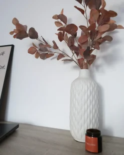 Online Beliani Vaso decorativo EMAR Gres porcellanato 31 cm Bianco